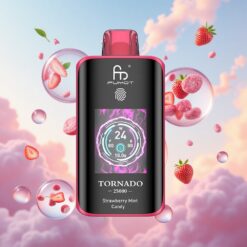 Fumot Tornado 25000 Puffs Aardbei Munt Snoep HD Scherm 700mAh 20ml Type-C